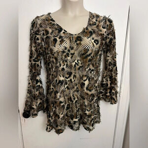 Leopard print YK2 mesh top sheer from Atmosphere size L #1063